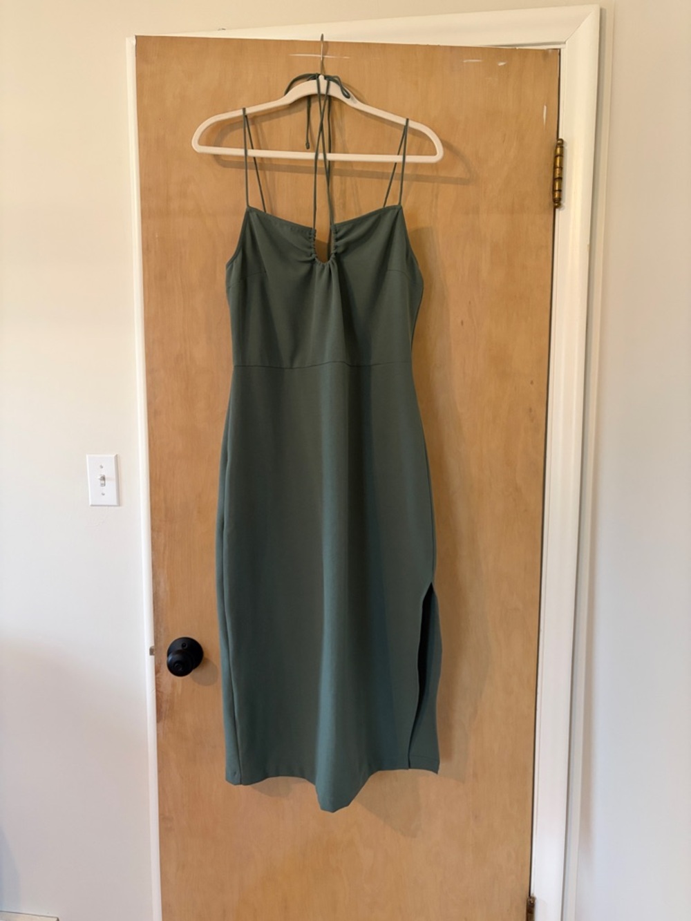 Abercrombie & Fitch Olive Green Spaghetti Strap Midi Dress
